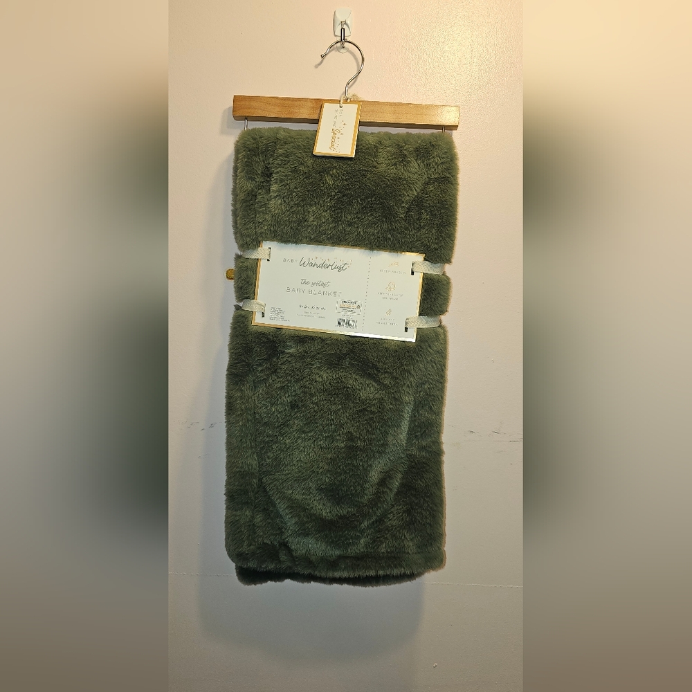 Wanderlust Plush Baby Blanket in Forest Green